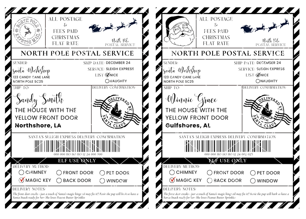 Editable Santa Shipping Labels-  Digital Download