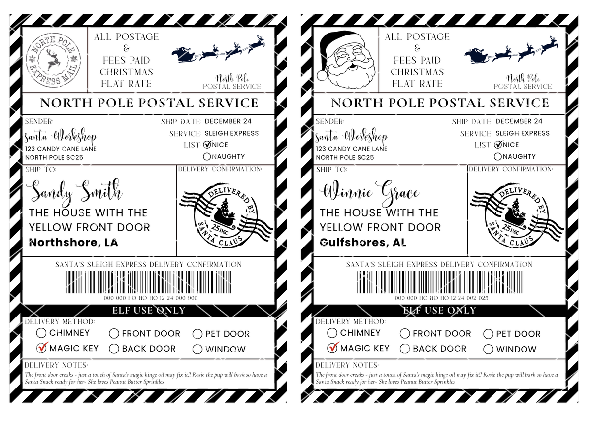 Editable Santa Shipping Labels- Digital Download | Anything You Can ...
