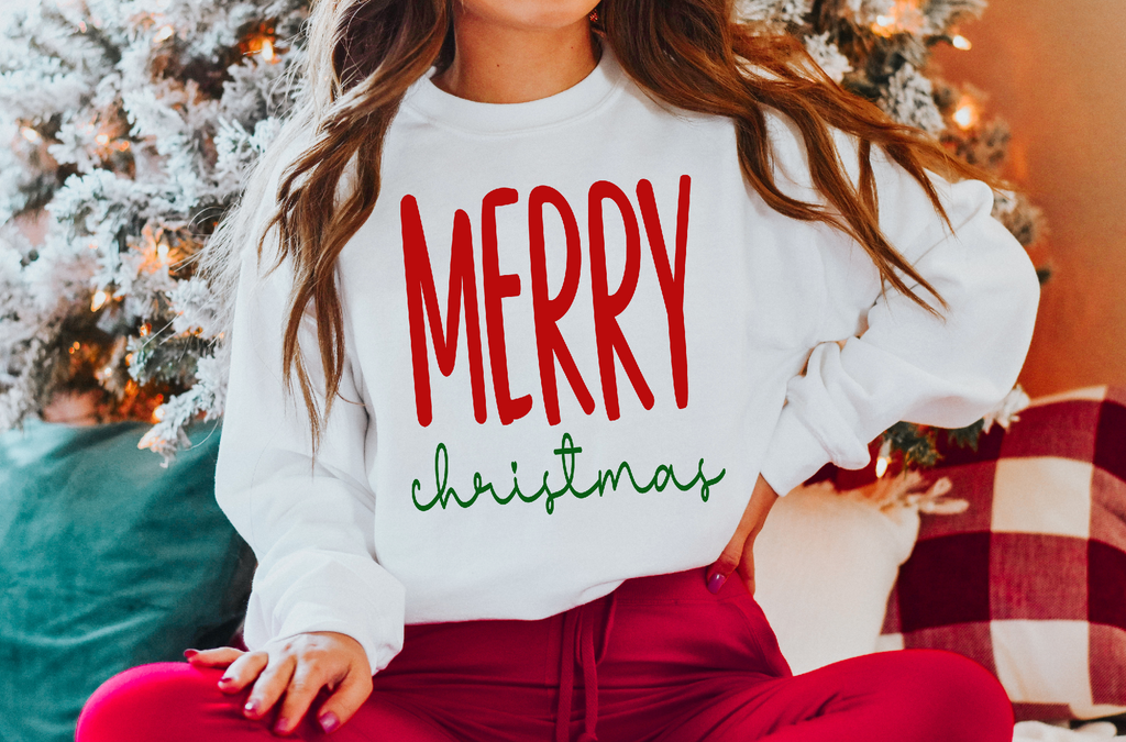 Merry Christmas Two Color -SCREEN/PUFF PRINT