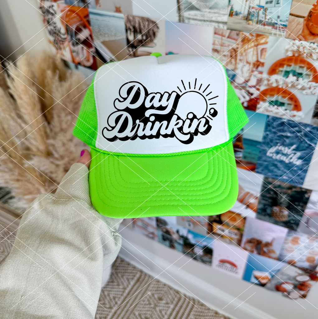 Day Drinking Neon Green HAT PRINT ONLY