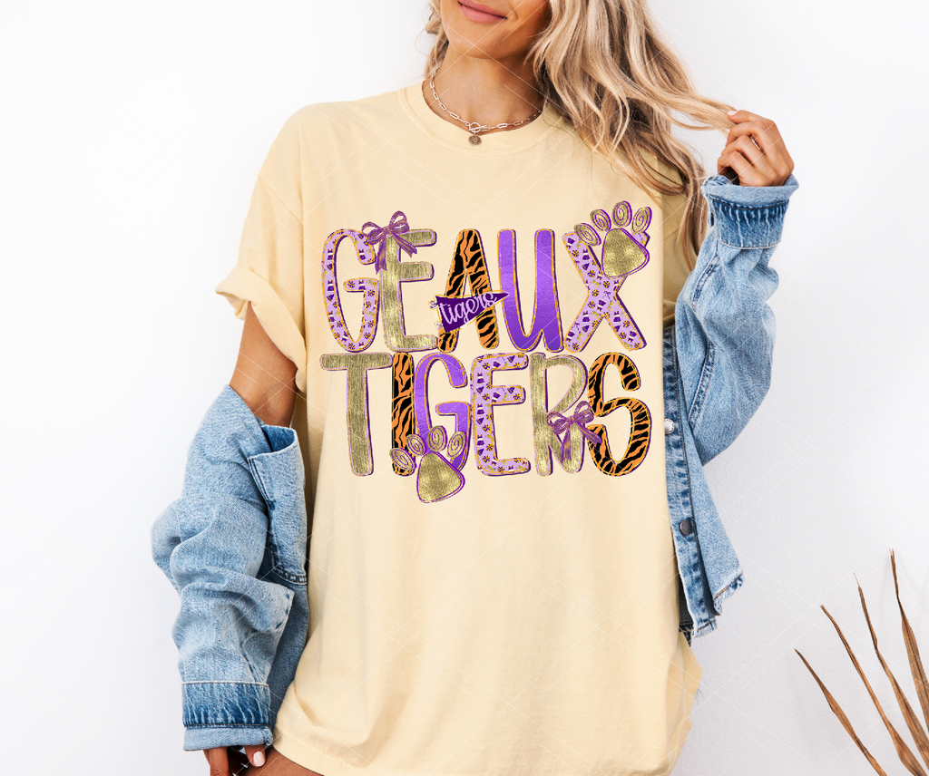 Geaux Tigers Doodle Font - Print Only