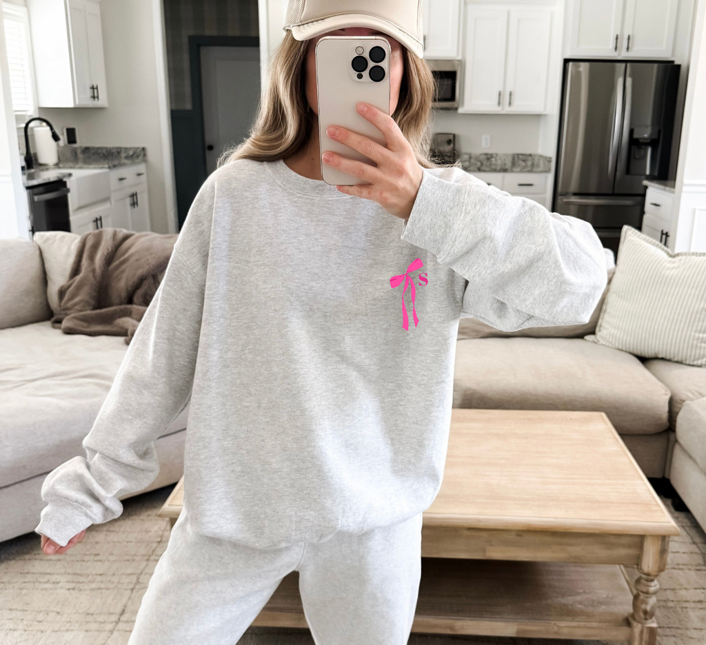 Custom embroidered Coquette Bow with Initial Sweatshirt