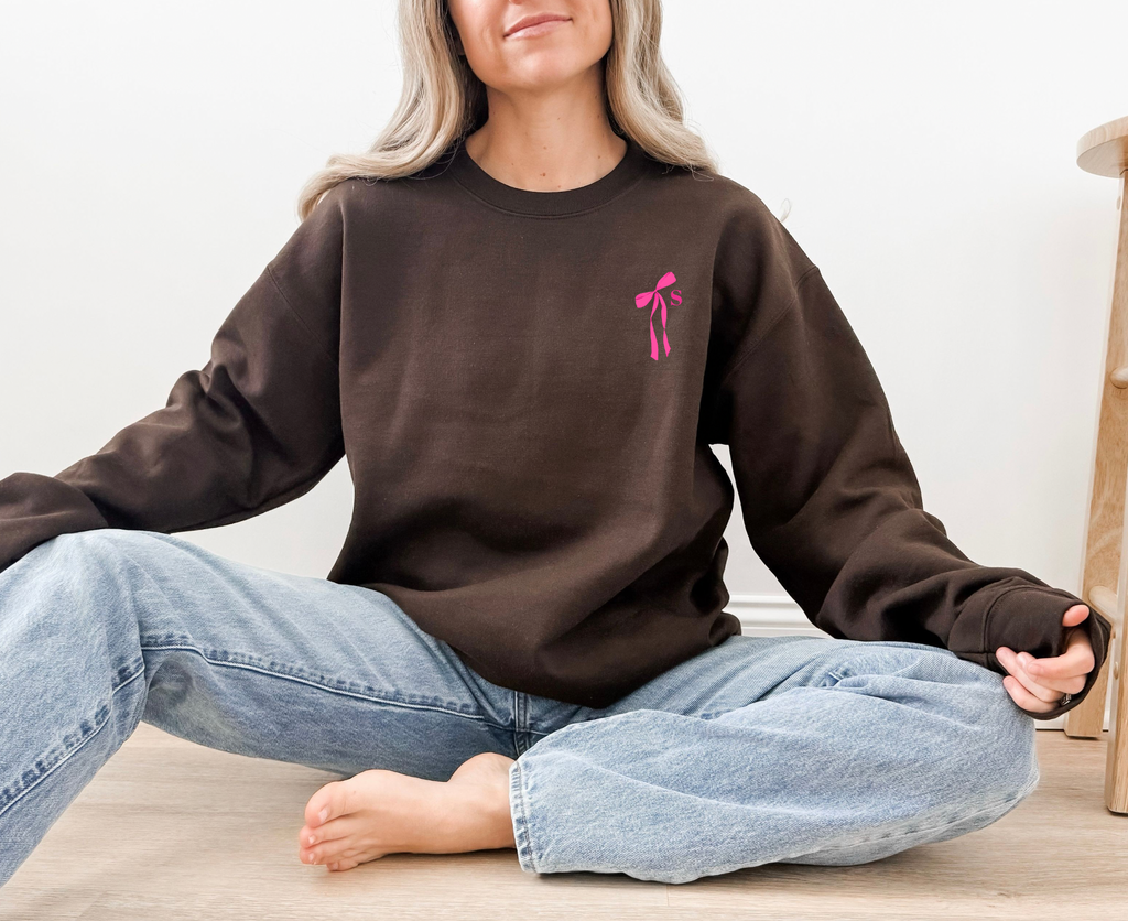 Custom embroidered Coquette Bow with Initial Sweatshirt