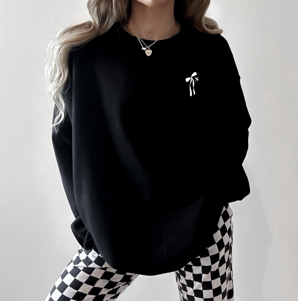 Custom embroidered Coquette Bow with Initial Sweatshirt