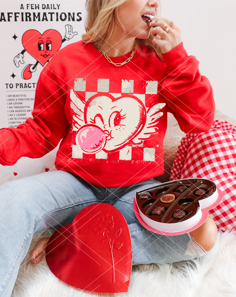 Retro Cupid Bubblegum- Completed Sweatshirt