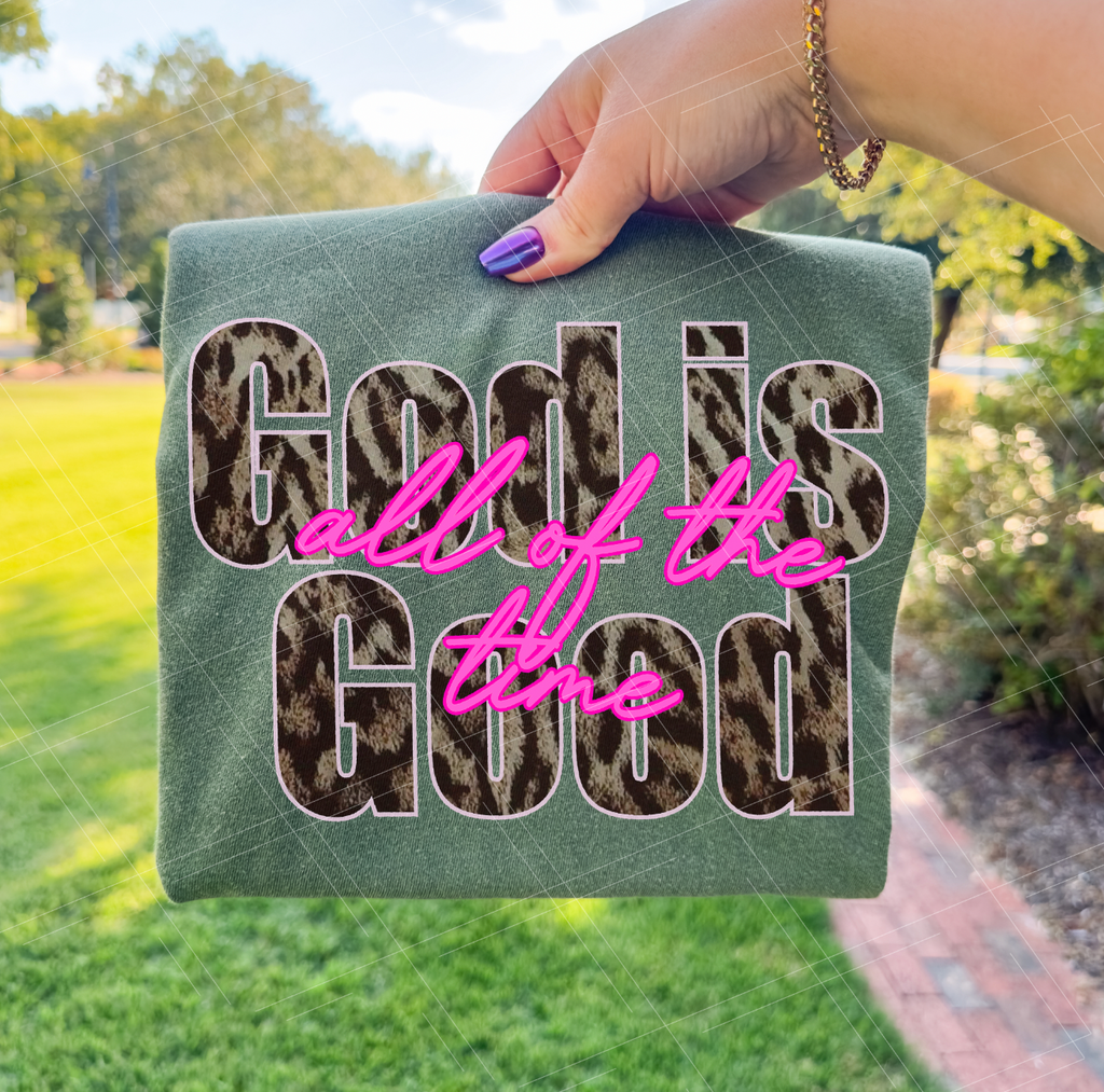 God is Good All The Time leopard and pink- Print Only