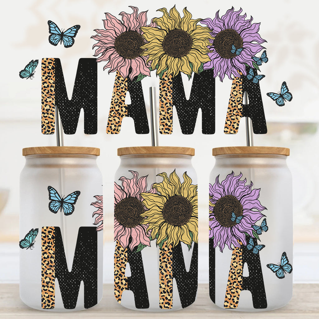 Mama Bear Floral Pattern Mason Jar Tumbler - Mason Jar Merchant
