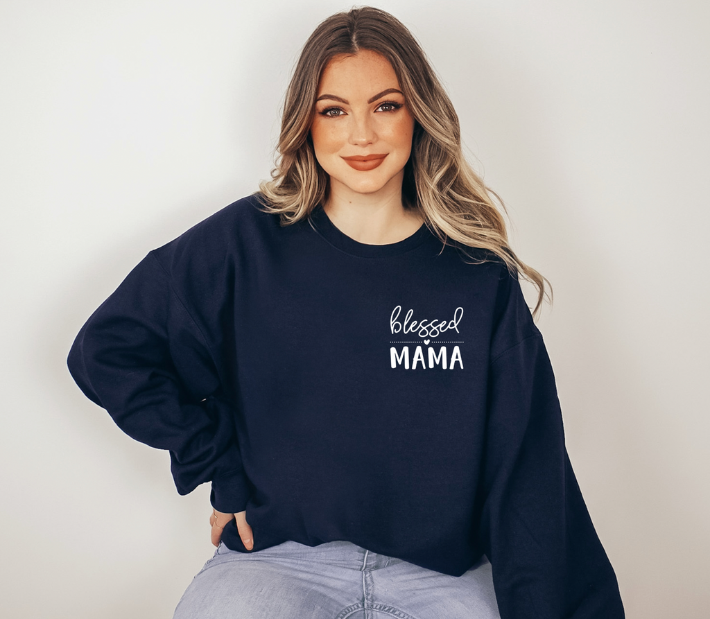 Blessed Mama Pocket - Puff Print