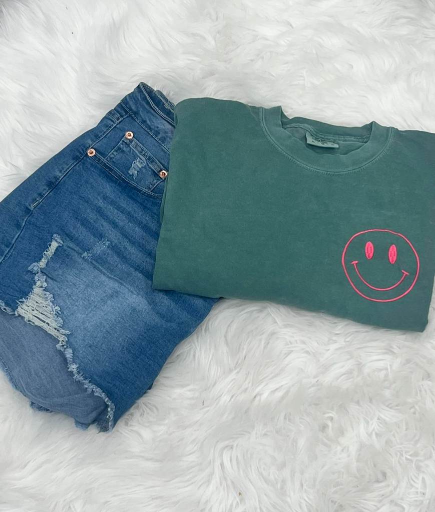 Smiley Face embroidered T- Shirt