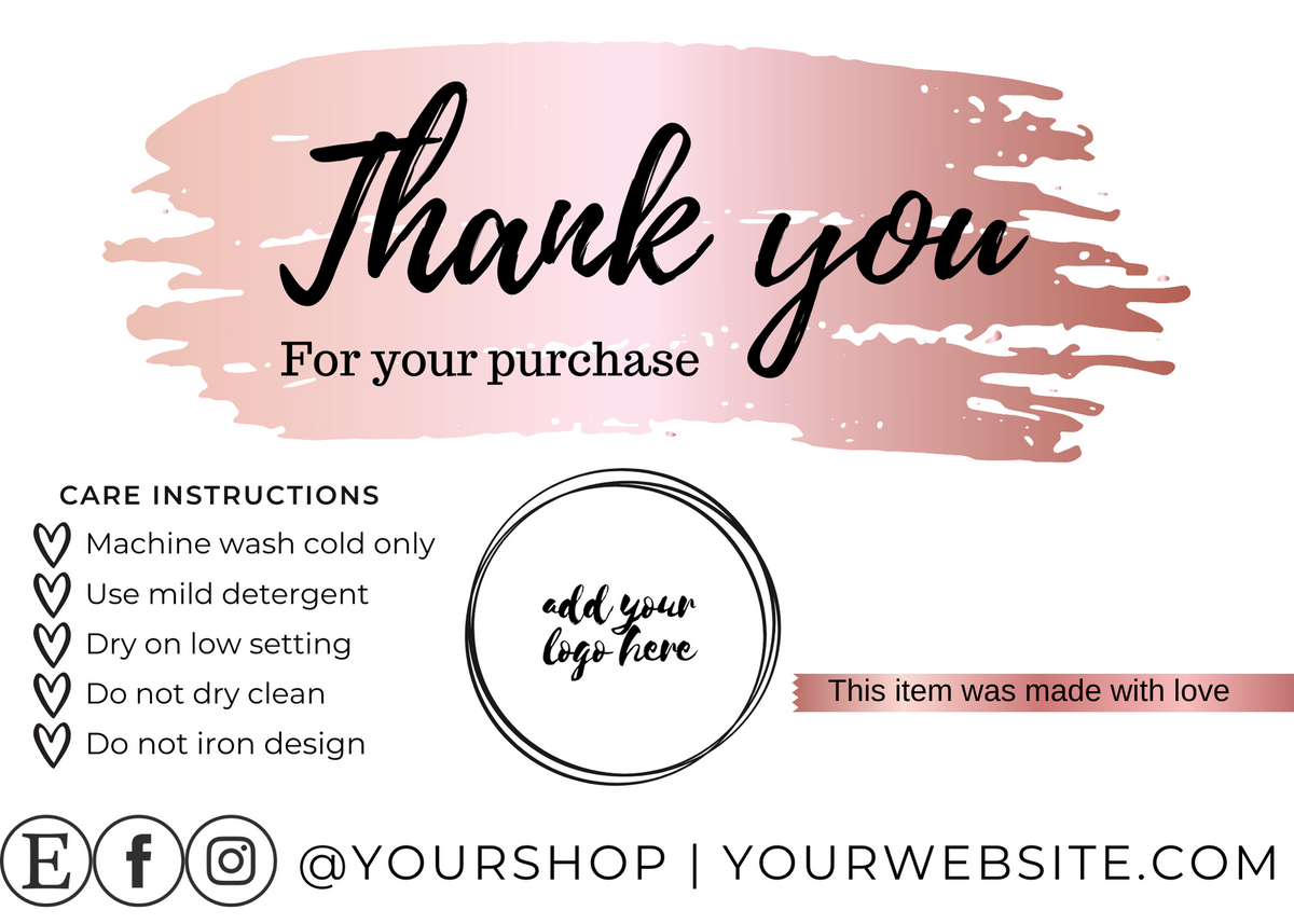 Editable Thank You / Care Card Rose Gold | Anything You Can Screen, We ...