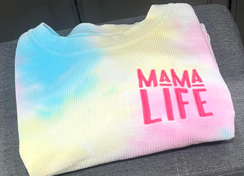 Mama Life corded crew embroidery